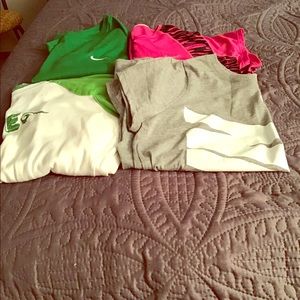 LOT OF 4 WOMENS NIKE SHIRTS SHORT SLEEVE, SIZE XL